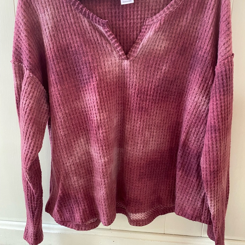 Purple/Cranberry/Pink Tie-Dye Long Sleeve Top